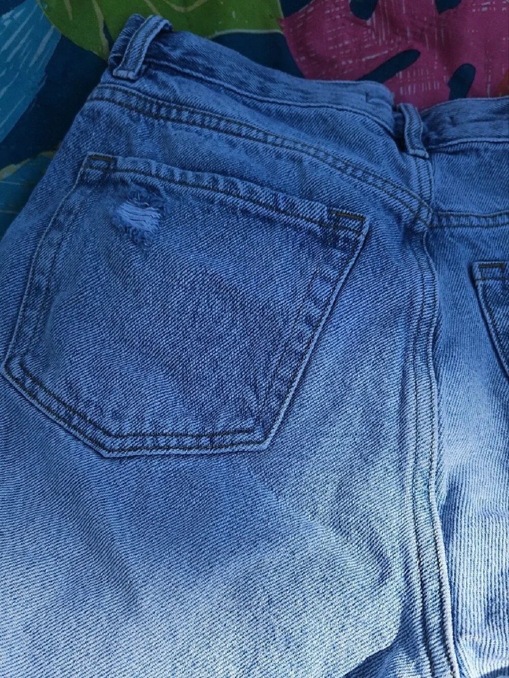Women's Light Blue Distressed Denim Shorts